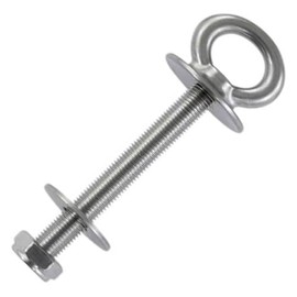 Eye Bolt with Collar 8 x 50 Stainless Steel A4 - Ring Bolt with Metric Thread, Washer and Nut - Eye Bolt/Eye Bolt, Pack of 2