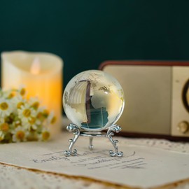 ZEERSHEE 60mm World Globe Crystal Earth Ball Paperweight with Stand Glass Sphere Display Globe Ball Decor for Home Office Desk Unique Gift for Kids