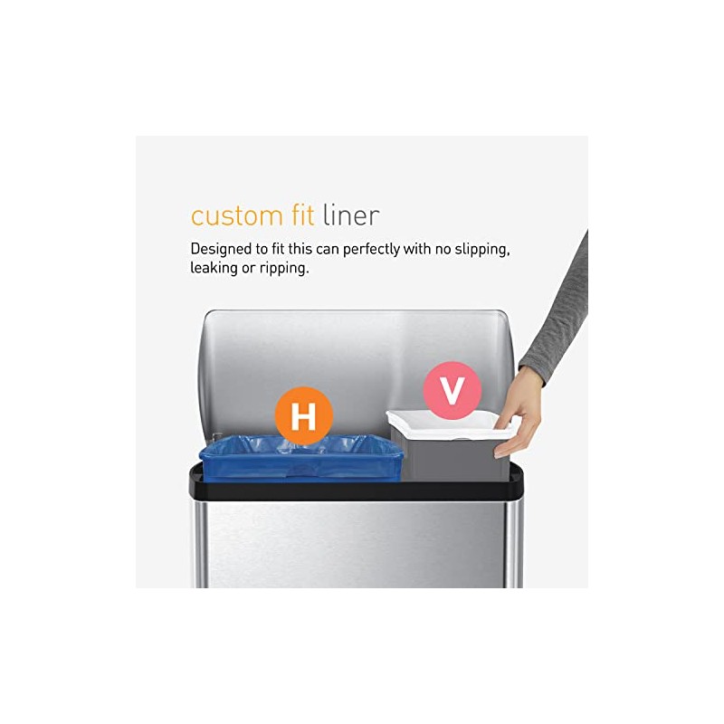 simplehuman Code V 60 Count, Genuine Custom Fit Liners, Drawstring