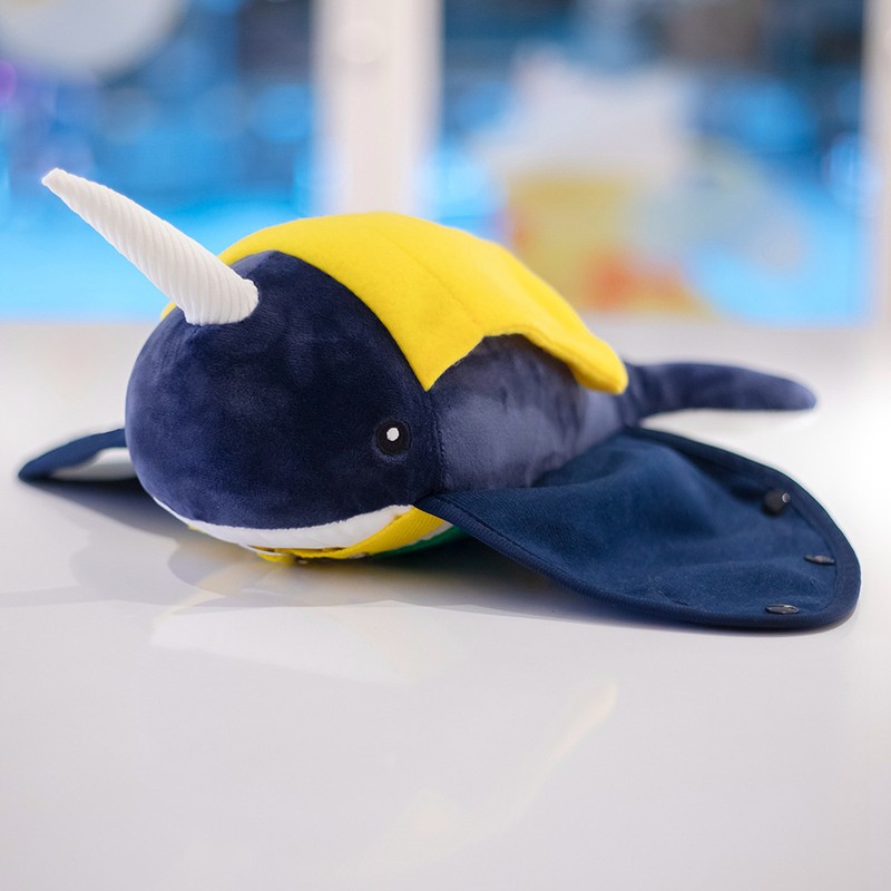 Busy Button Plush Toy Narwhal Stuffed Animal Development Toy Educational