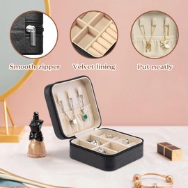 ETLKJVBL Travel Jewelry Case with Compact Mirror, Girl Sitting on the Flower Exquisite PU Leather Jewelry Boxes for Women and Gril, Best Gifts for People Who Travel - Dainty Jewelry Organizer