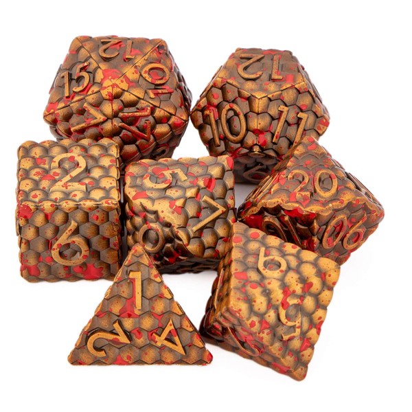 D&D Dice Set DND Dice, KERWELLSI Honeycomb Design Metal Polyhedral