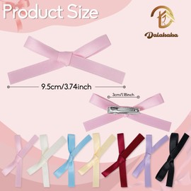 Dalababa 12 Pcs Bow Hair Clips, Solid Color Hair Bow Ribbons, Kawaii Bowknot Barrettes for Women Girls Toddlers Teens Kids