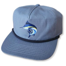 ThatsRad Fishing Fish Nylon Snapback Hat Cap Fly Deep Sea Offshore (Marlin)