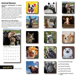 2025 Wall Calendar,Funny Calendar 2025, November 2024 - December 2025, Wall Calendar Funny Animal Memes, 12" x 24" Opened, Full Page 14 Months Thick Paper for Gift Calendar Organizing Planning