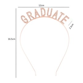 Soochat Rhinestone Graduation Headband Graduate Letter Hairband Grad Headband Crown Tiara for Women Girls Graduation Party Decorations Supplies (Rose Gold)