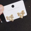 Light luxury Cubic Zirconia Bow Stud Earrings for Women, Minimalist