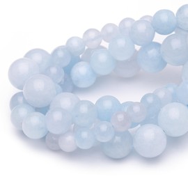 Chicager 8mm Natural Stone Beads for Jewelry Making,Aquamarine Polished Smooth Round Gemstone Beads for Bracelet Necklace 15 Inch