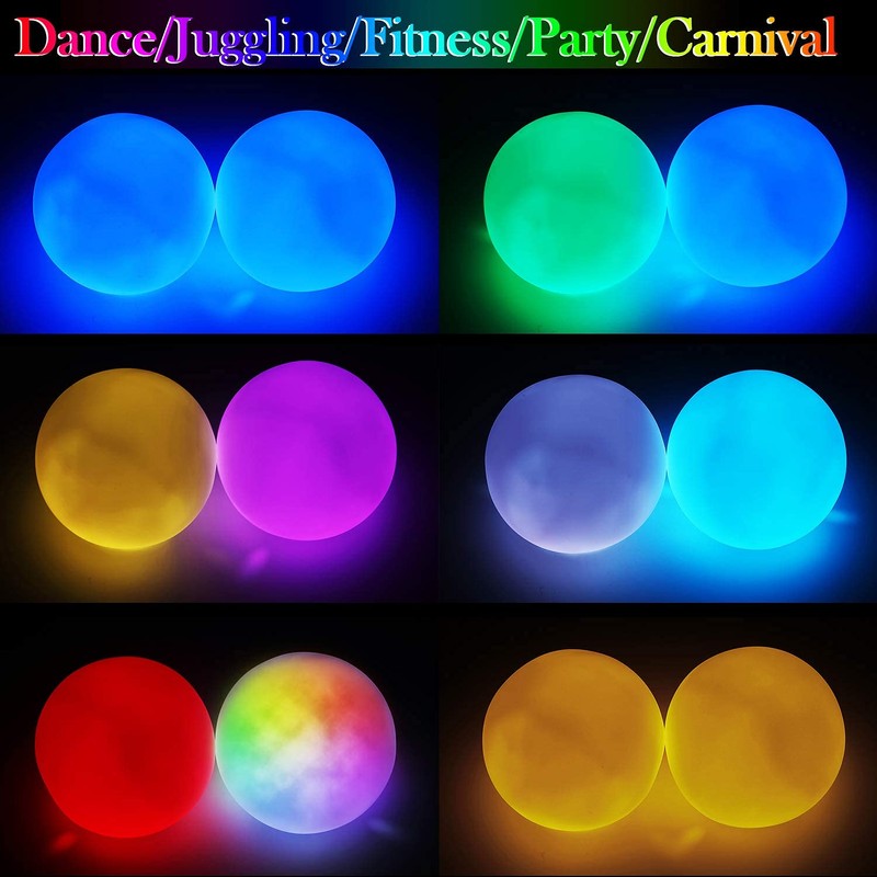 LED Poi Balls 2 Pieces, Light Spinning Flow Ball Toy,
