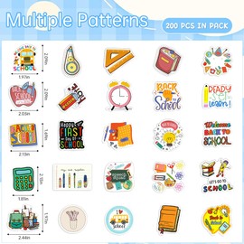 200 Pcs Back to School Stickers for Scrapbooking Water Bottle,School Stickers for Kids as Classroom Must Haves Laptap Luggage Decor,Prizes for Kids Classroom Teacher Supplies Waterproof Sticker Packs