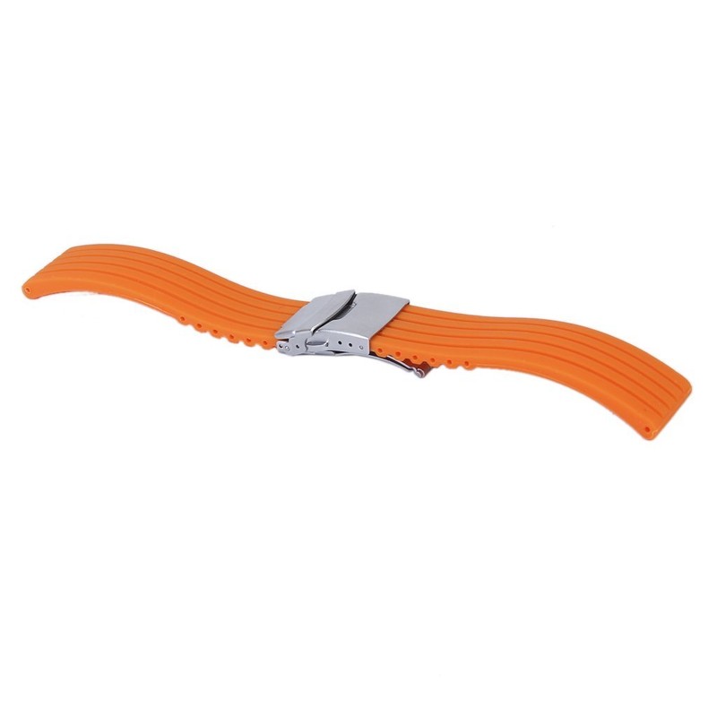 Gleader Orange Rubber Watch Strap Band Deployment Buckle Waterproof 22mm