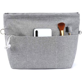 Yoillione Bag Organiser Bag in Bag Handbag Organiser Women's Grey Waterproof Small Pocket Organiser with Zip and Key Ring
