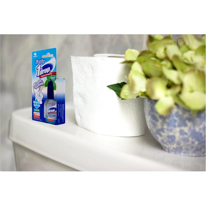 1 Drop Powerful Toilet Deodorizer, Mint Scent, Blocks Odors Until