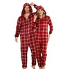 U2SKIIN Men Couple Fleece Onesie Pajamas, Matching Plaid Hooded Zipper