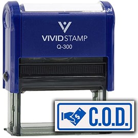 Rubber Stamp C.O.D. (Cash On Delivery) Self Inking Rubber Stamp (Blue Ink) - Q-300