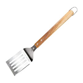 BBQ-AID Pro BBQ Spatula - 18" Professional Grade Barbecue Spatula with Serrated Knife Edge -Solid & Sturdy Turner - Built with 304 Grade Stainless Steel and Acacia Wood - Heavy Duty and Built to Last
