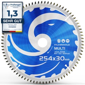 Falkenwald® Saw Blade 254 x 30, 80 Teeth, Ideal for Wood, Metal and Aluminium Multi Circular Saw Blade 254 x 30 Compatible with Bosch GTS 10 XC Professional and Metabo KGS 254 M – 254 x 30 Circular