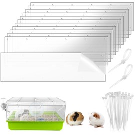 FIONUPI 12 Pcs 14" x 4.5" Pet Cage Edge Liner PVC Clear Urine Guard Side Lining Cage Accessories for Rabbit Ferret Hamster Rat Critter Nation