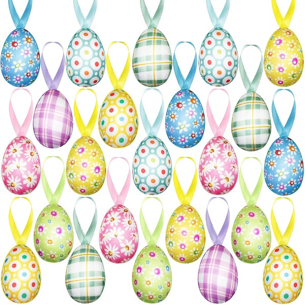 24PCS Easter Ornaments for Tree - Buffalo Plaid & Dots