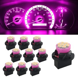 10PCS T10 194 168 Car Dash Instrument LED Light Bulbs with Twist Lock Socket, Bright Panel Gauge Cluster Dashboard LED Light Bulb, Car Interior Lights Bulbs for Map Light, Dome Light (Pink Purple)