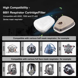 6001 Filter Cartridges for Respirator, Respirator Cartridges & Filters - Against Organic Vapor/Chemical/Paint, Respirator Filters Compatible with 6200, 6800, 6502, 7502, 4008 Series(5 Set)