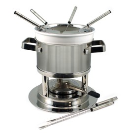 Swissmar Basel 11-Piece Stainless Steel 3-in-1 Fondue Set - Ideal for Melting Cheese, Chocolate, Butter, & More - Perfect for Kitchen Collection & Wedding Gift Giving - 1.6 Quarts / 1.5 Liter
