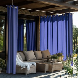 ShadeMart Outdoor Curtains 300 GSM for Patio, Waterproof Outside Curtains Premium Weatherproof Privacy Curtains for Porch Pergola Deck Backyard, 54W x 100L inch, Blue, 2 Panels