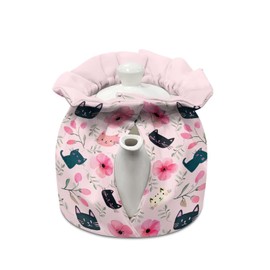 UOQFHHM Teapot Thermal Cover Cat and Floral Print Tea Cozy for Teapot Insulated Teapot Can be Used as a Thermal Cover at Breakfast Decorative Accessories for Dining Tables Coffee Tables