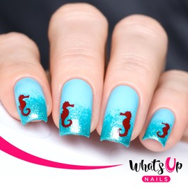 Whats Up Nails - Seahorse Vinyl Stencils for Nail Art Design (1 Sheet, 20 Stencils)