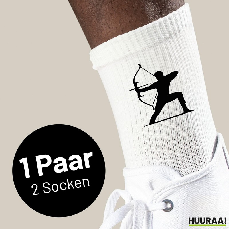Huuraa Unisex Socks Archery Silhouette Gift Size 4/7 White Archery