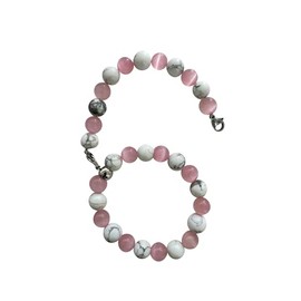 Locsanity Interlocking, Sisterlock, Dreadlock, Crochet Tool Bracelet Holder, Pink Beads (Pink/GreyMarble)