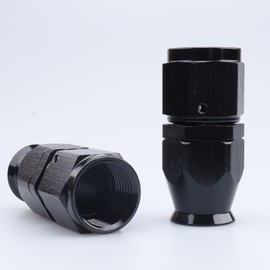 AC PERFORMANCE Straight Aluminum Swivel Female -10 AN PTFE Hose End Fitting Connector for AN10 Teflon Fuel Line, Black Pack of 2