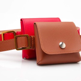 White Fang BT260 Women's Waist Mini Bag, Pouch, Leather Belt, Removable, Stylish, Cute,, 02: White