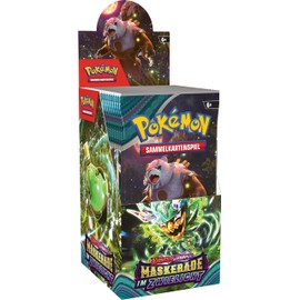 Pokémon-Sammelkartenspiel: Boosterpack-Display-Box Karmesin & Purpur – Maskerade im Zwielicht (18 Boosterpacks)