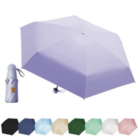 EEPLUYTY Umbrella Six Bone UV Protection Outdoor Sun Protection Umbrella Suitable for Rain or Sunshine (Light Purple)