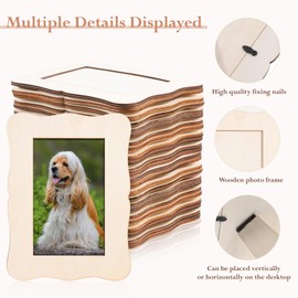 Zelphvt 24 Packs Wooden Picture Frames 4x6 Unfinished Wooden Frames for Crafts DIY Frame for Arts, Photo Frame with Stand for Home Decor Tabletop Display