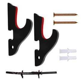 Sword Wall Mount, 2Pcs Lightsaber Wall Mount Sword Holder Hook Wall Mount Samurai Sword Hanger Display Holder Adjustable for Katana Wakizashi Tanto Genji Sword Weapon Rack(1 Tier Padded)