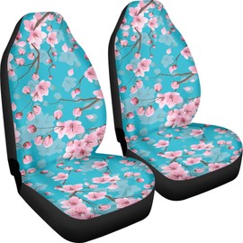 Quelytytrip Cherry Blossoms Print Universal Car Seat Cover for Women for Front Seat Covers Fit for Most Cars,SUVs,Sedan,Truck