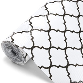 Glotoch Non Slip Shelf Liners for Kitchen Cabinets-Non Adhesive Cabinet Liners for Shelves, Waterproof Drawer Liner for Kitchen Fridge/Wire Shelf/Bathroom, Pantry, Durable, 12"X 120", White and Balck