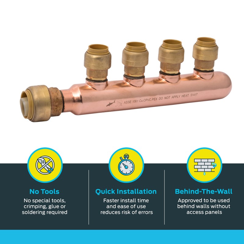 SharkBite 3/4 Inch x 1/2 Inch Outlet 4 Port Closed