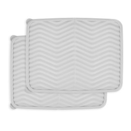 Minky 2 Pack Drying Mat, Flexible Sink Mat, Large Draining Mat for Kitchen, Collapsible Dish Drying Mat, Quick Dry Dish Drainer Mat, Cutlery Drainer for Sink (Pack of 2)