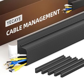 Yecaye 6 Piezas de Canales para Cables, 2.4M de Organizador de Cables Escritorio para Ocultar Bajo el Escritorio/TV/Ordenador de Corriente, Autoadhesivo Organizador Cables Escritorio, 6x40cm, Negro