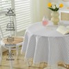 meioro Striped Tablecloth, Rectangular Tablecloth with Tassels, Washable Tablecloths, Decorative