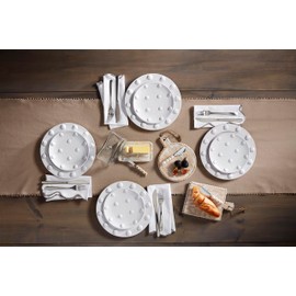 Mud Pie Beaded Dinner Plate; 11" Dia,White