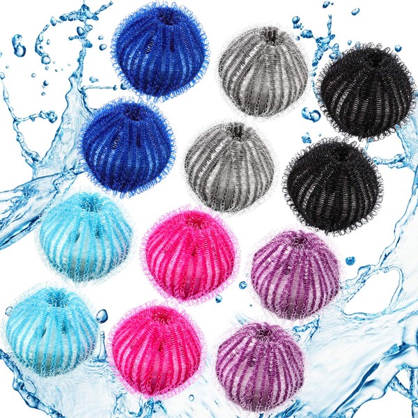 Pet Hair Remover for Laundry Lint Remover Washing Balls Reusable Dryer Balls Pet Hair Dryer Ball Lint Remover for Laundry, 6 Colors (12)