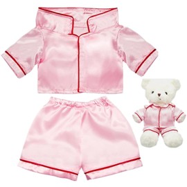 Skicuff 2 Pcs Bear Clothes Outfit Fit Most 12-16 Inch Stuffed Animal Clothing Cute Plush Doll Clothes Plushy Bear Pajamas for Stuffed Animal Make Your Own Plush Bears(Solid Style,Pink)