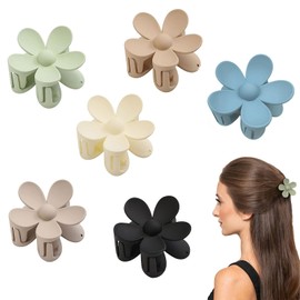 XIXKOLYU® Pack of 6 Matte Flower Hair Clips, Large Claw Clips for Women Thick/Thin Hair, Box Included, Large Cute Hair Clips for Women Girls Gifts