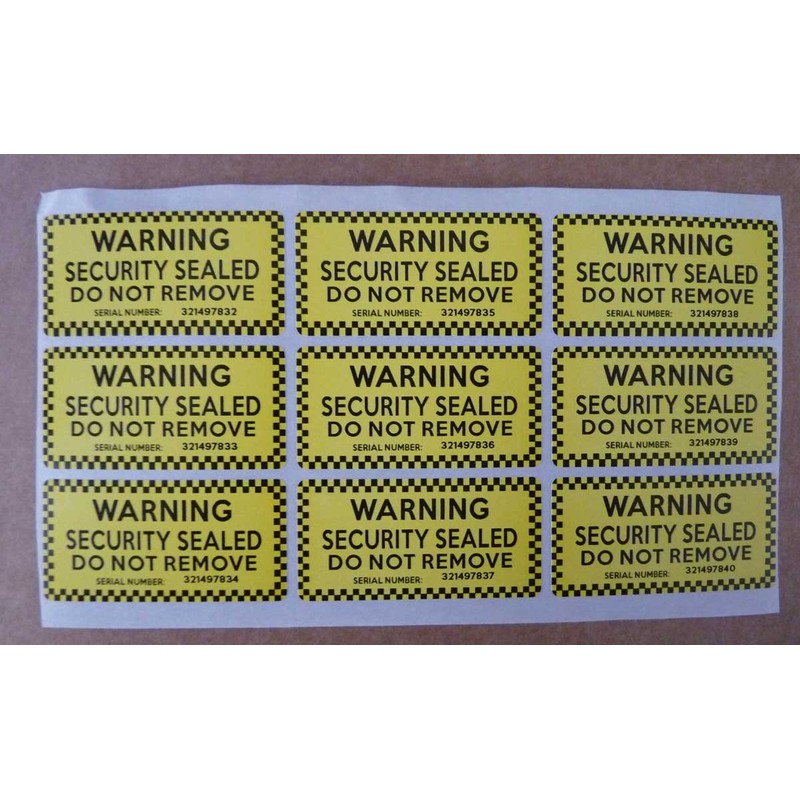 Yellow Tamper-EVIDENT Security Labels Warning Security Sealed DO NOT Remove