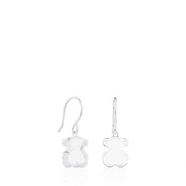 TOUS Aretes de Plata de Primera Ley para Mujer con Cierre a Presión con Motivo Oso de 1.15 cm, Plata de Ley 925, Versátil e Icónica, Colección Galaxy