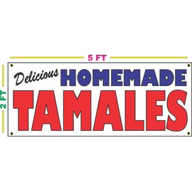 Delicious Homemade Tamales 2x5 Banner Sign Red White and Blue